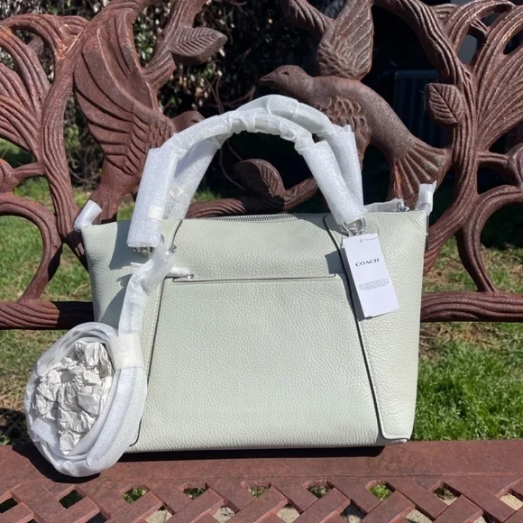 NWT Coach Kacey Satchel Bag In Light Sage/Silver - Picture 3 of 10
